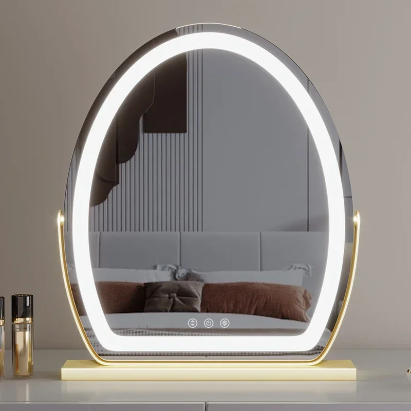 Vanity zrkadlo so svetlami LED osvetlené make-up zrkadlové dotykové senzor s 3-farebným osvetlením stlmiteľné pre spálňu stolovej stolovej stol