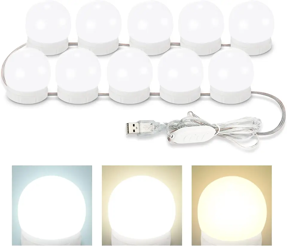 Vanity zrkadlo vyplňte svetlo nastaviteľné svietidlá 3 farby LED USB nástenné žiarovky pre všetky pekné 3 farby stmievateľné márne svetlo