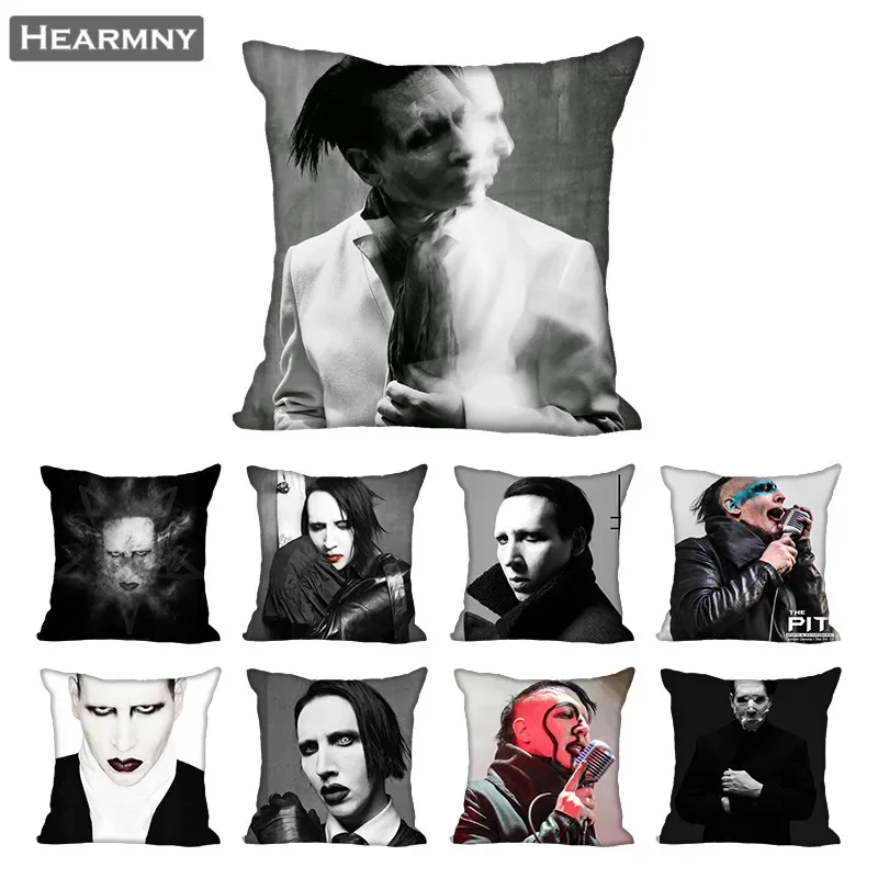 Vankúš Marilyn Manson vankúš pre domáce dekoratívne vankúše pokrývajú neviditeľné vankúšové vankúše zips 45x45cm