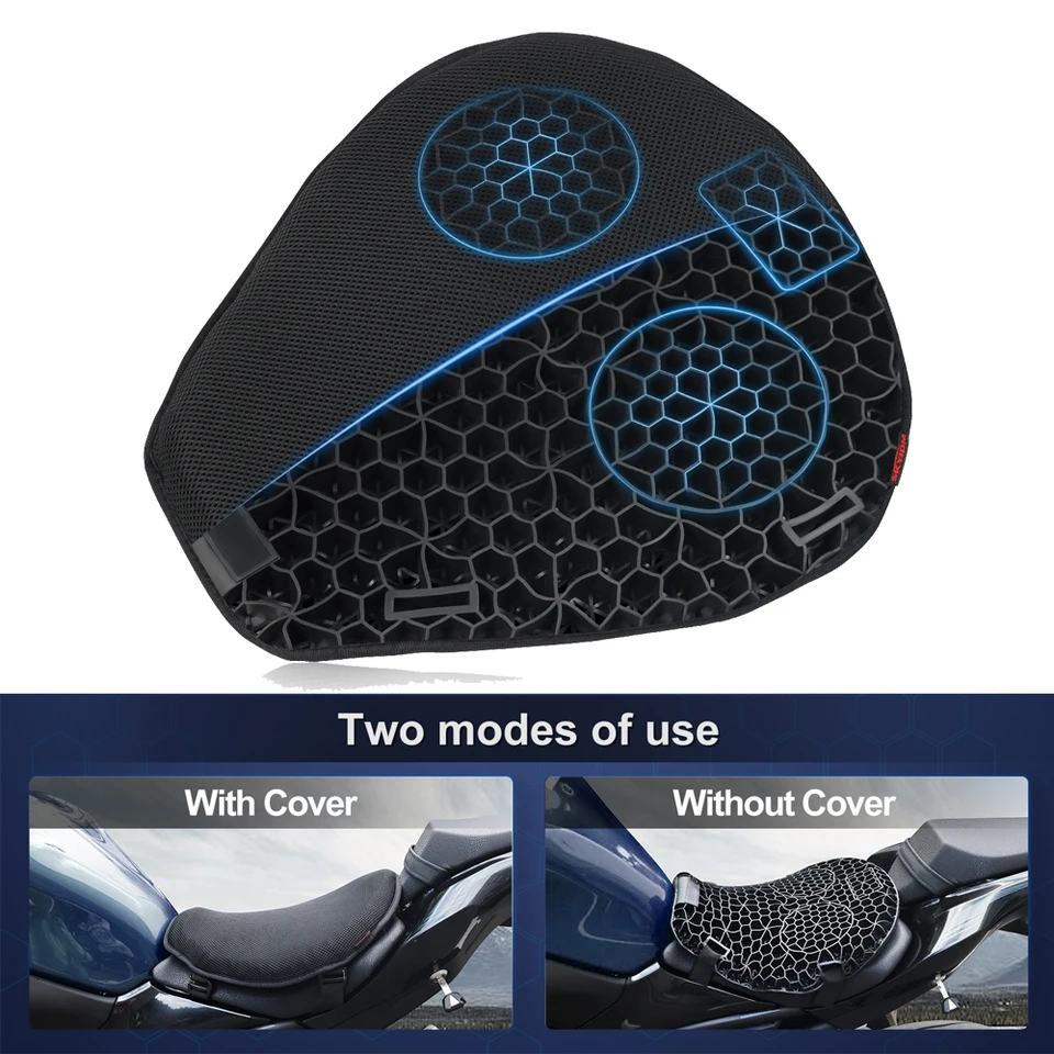 Vankúš na sedadlo motocyklov s krytom motocyklové komfortné sedadlo 3D voštinová štruktúra Shock Shock Breathable Motocycle TPE sedlová podložka