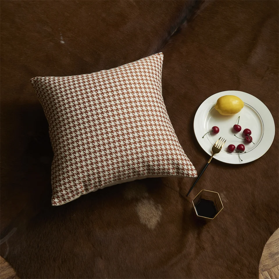 Vankúšový kryt 45x45 30x50 Soft Orange Geometric Houndstooth Pattern pre obývaciu izbu pohovka Domov Ozduky vankúšu vankúš vankúš