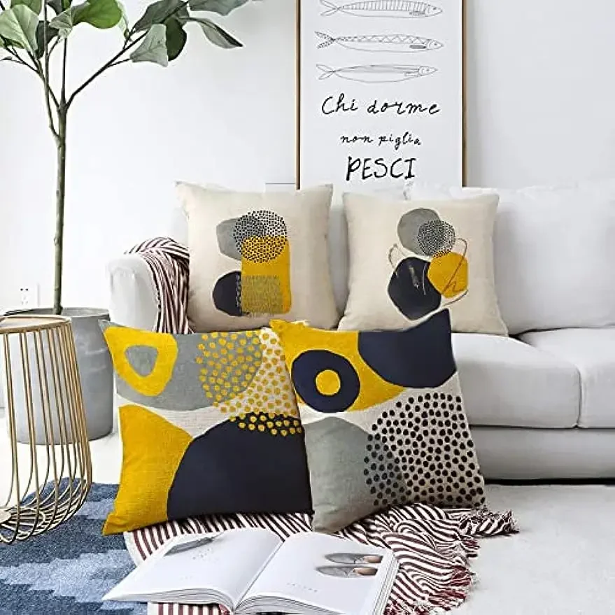 Vankúšový kryt geometrický štýl Jednoduchá farba moderná pohovka domáca dekorácia vankúšový kryt 50x50cm, žltá modrá jesenná dekorácia