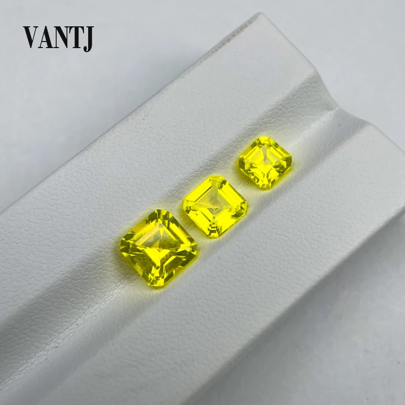 Vantj yttrium hliníkový granát Yag Loose Gemstone Asscher Cut vytvoril drahokamy žltú farbu pre domácich majstrov