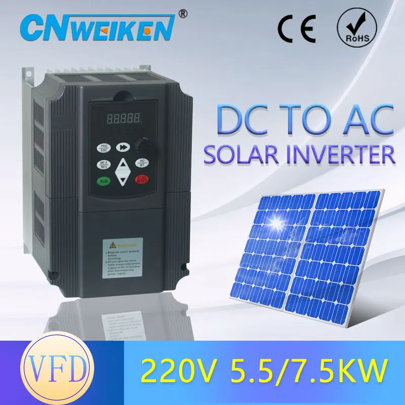 Variabilná frekvenčná pohon 4 kW 1ph 220V Rýchlosť motora vodného čerpadla Control 4HP VFD Solárny menič pre motor so solárnym čerpadlom MPPT