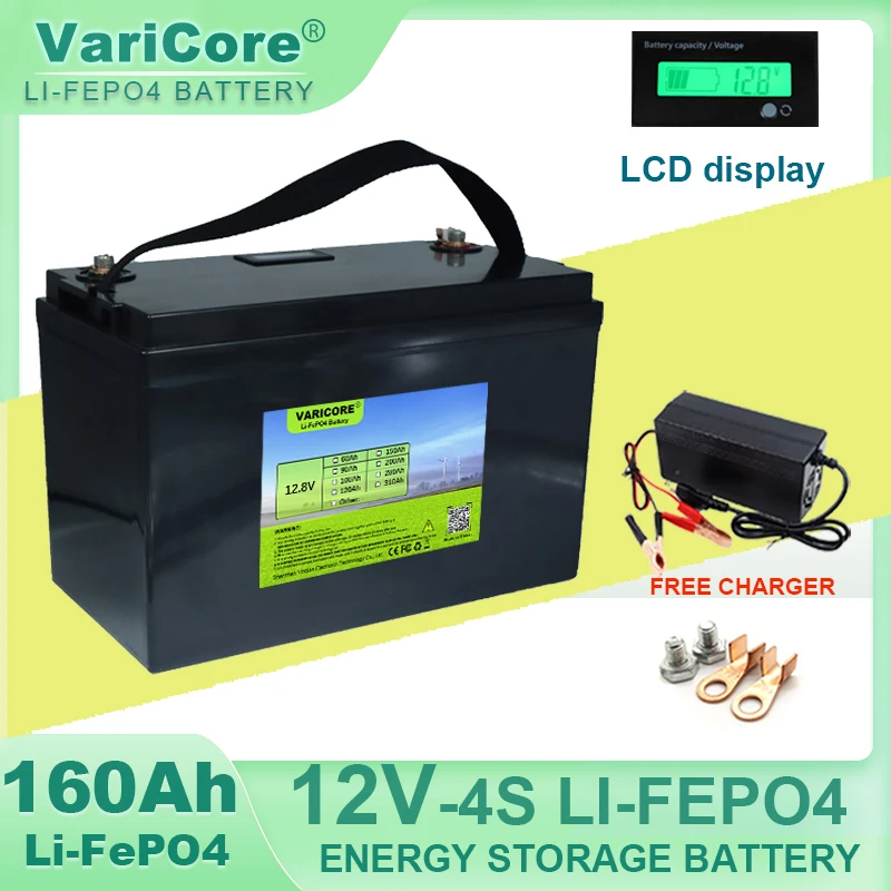 Varicore 12,8 V/12V 160AH 4S LIFEPO4 batéria USB 3.0 TYP-C Produkt pre invertorové autá zapaľovač cestovného kempingu 14,6 V nabíjačku zadarmo