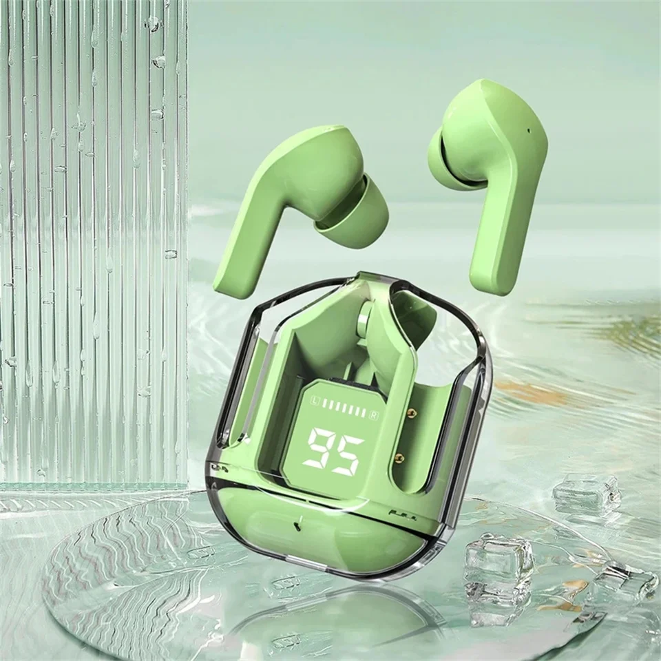 VBNBV Nový bezdrôtový Bluetooth headset Priehľadný dizajn s digitálnymi slúchadlami LED slúchadlami stereofónny zvuk Tws