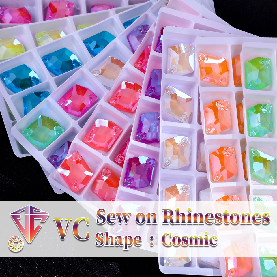 VC neónový fluorescenčný kozmický šiť na kamienok Kozmický kozmický ab šitie diamant sklo diamant flatback DIY príslušenstvo svadba