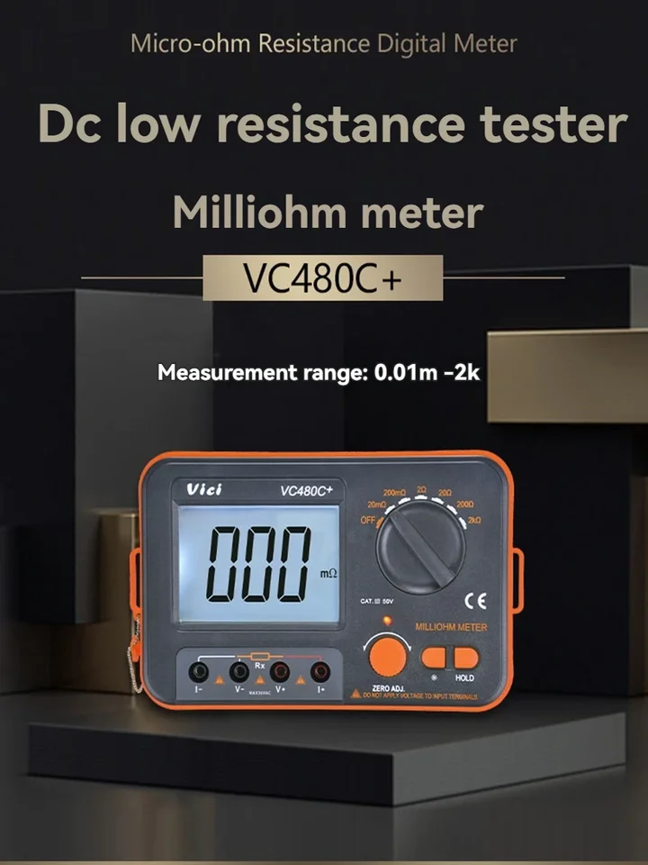 VC480C+ digitálny mililiohmmeter DC Nízky odporový tester MicroOHMETER 0,01MΩ ~ 2KΩ Detegovateľný doska obvodu transformátora odporu