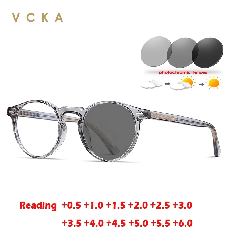 VCKA Fashion Round Women Dámske okuliare Rám TR90 Vintage Anti-Blue Light predpis vlastný optický okuliare +0,50 až +10