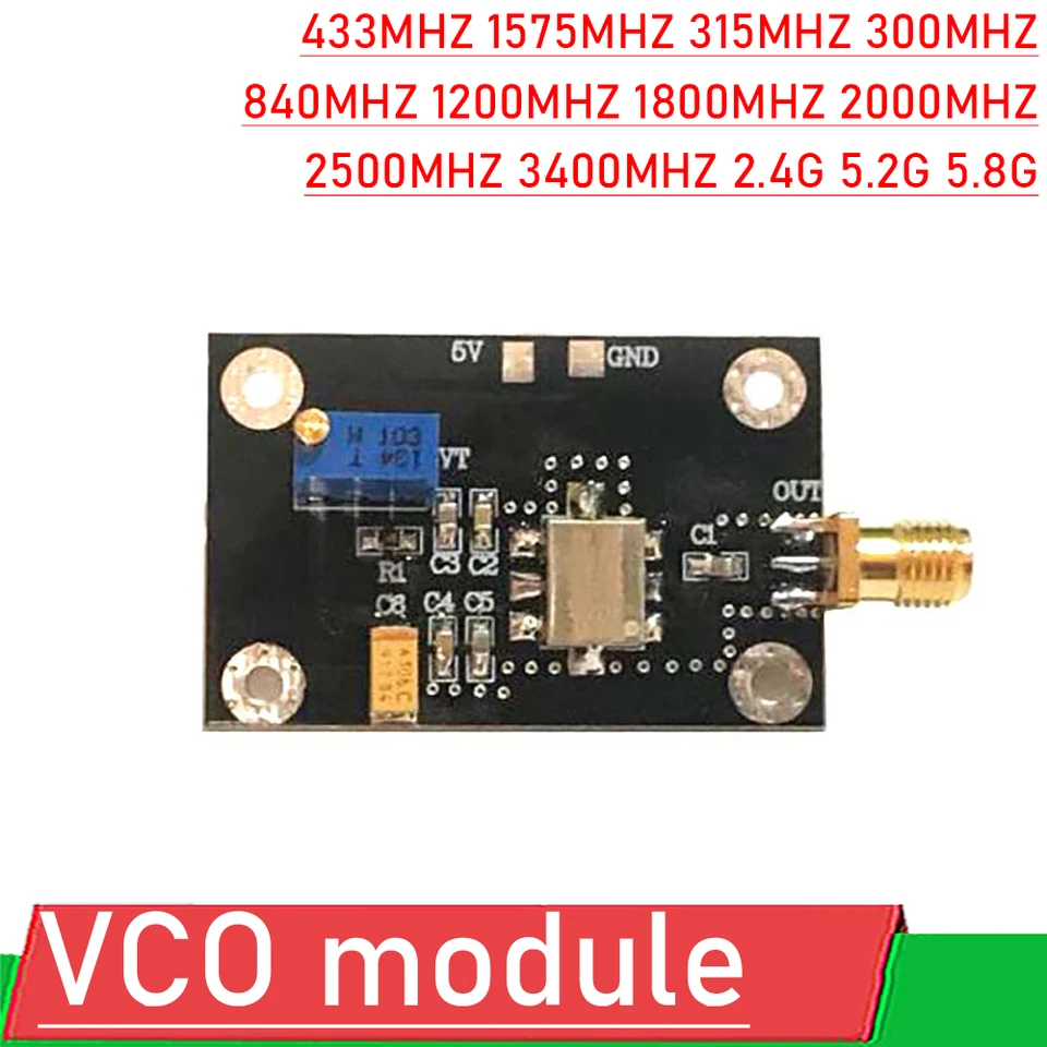 VCO Modul RF napätie riadené frekvenčný signál oscilátora Zdroj 433 m 900 m 1,5G 2,4G 5G 5,8G FM Rádio VHF SDR GPS WiFi WiFi WiFi Dron
