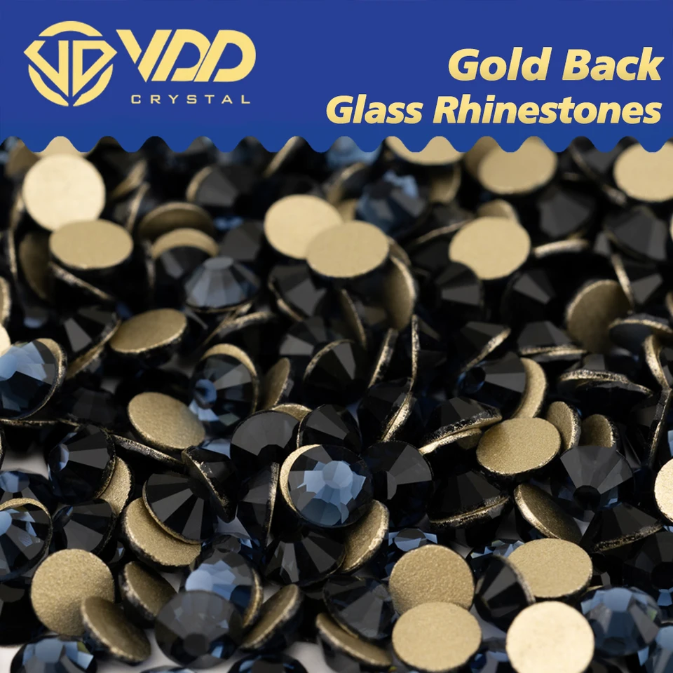 VDD 031 Montana Vysoko kvalitná SS4-SS20 sklenené kamienky Crystal Gold Flatback Svetlé kamene pre domácich majstrov nechtových remesiel dekorácie