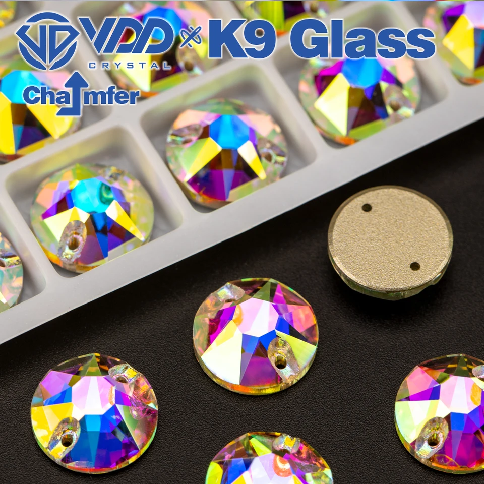 VDD 8 Big 8 Small Aaaaa Top kvality K9 sklo Šte na šitie kamienka na šitie kryštálov AB Flatback Strass pre remeselné oblečenie svadobné šaty