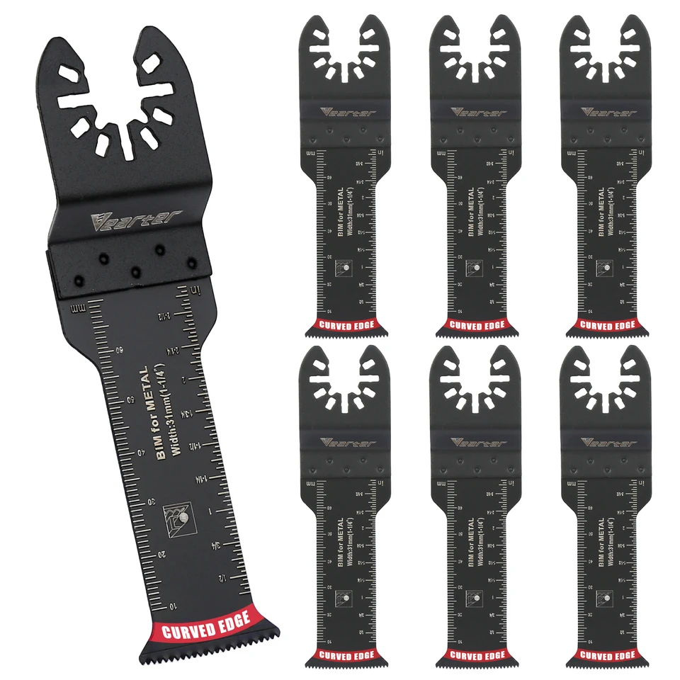 VEARTER 7PACK 31MM BI-METAL MIME DLHÝ LOŽNÝ Kmižiaci píla, zakrivená hrana Presnosť Rezanie pre kov, pribitý drevo, sadrokartón, PVC