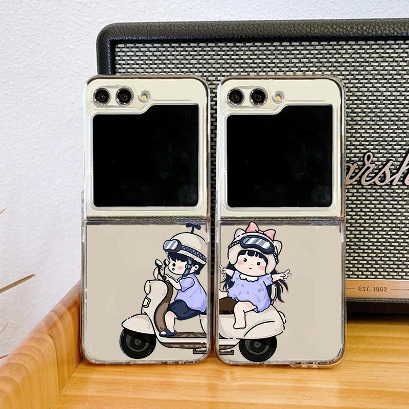 Vedenie motocyklov spárované puzdro pre Samsung Galaxy Z Flip 6 Case Z Flip 6 5 4 3 Loveri pár krycí pre Galaxy Zflip6 Clear Cover