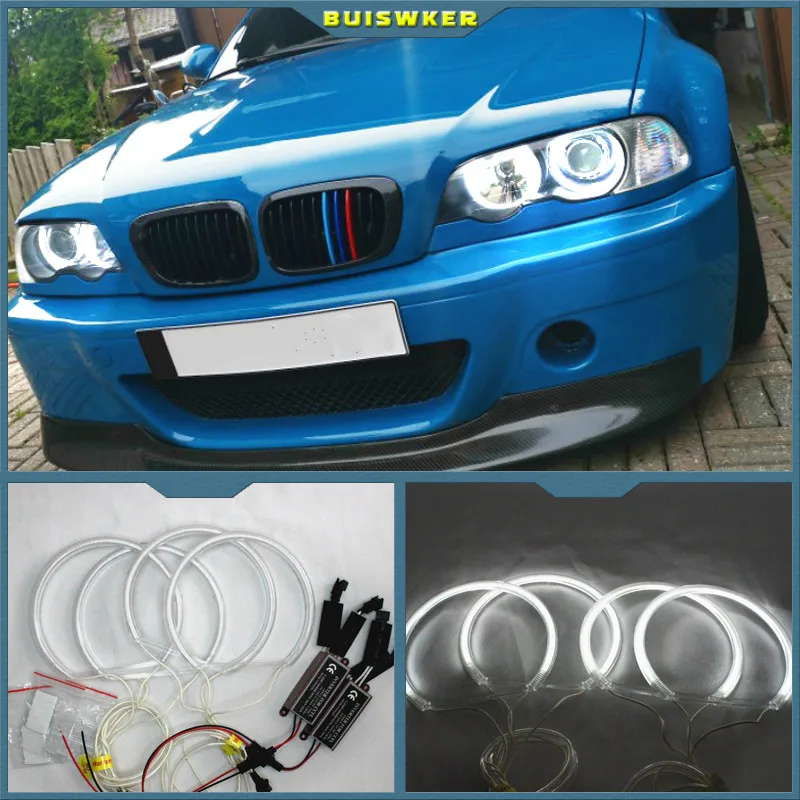 Vedené anjelské oči pre BMW E46 E39 E38 E36 Projektor svetlomet White E39 Angel Eye 4*131mm Rings