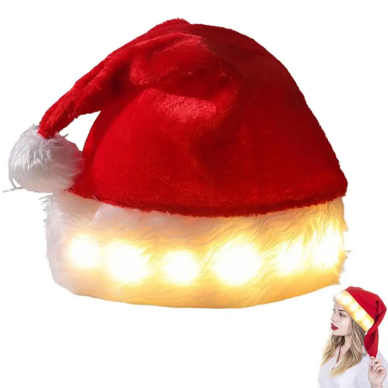 Vedené vianočné klobúky rozsvietia čiapky santa claus klobúk novinky plyšové klobúky vianočné klobúky vianočné klobúky vianočné klobúky Dodávky večierkov