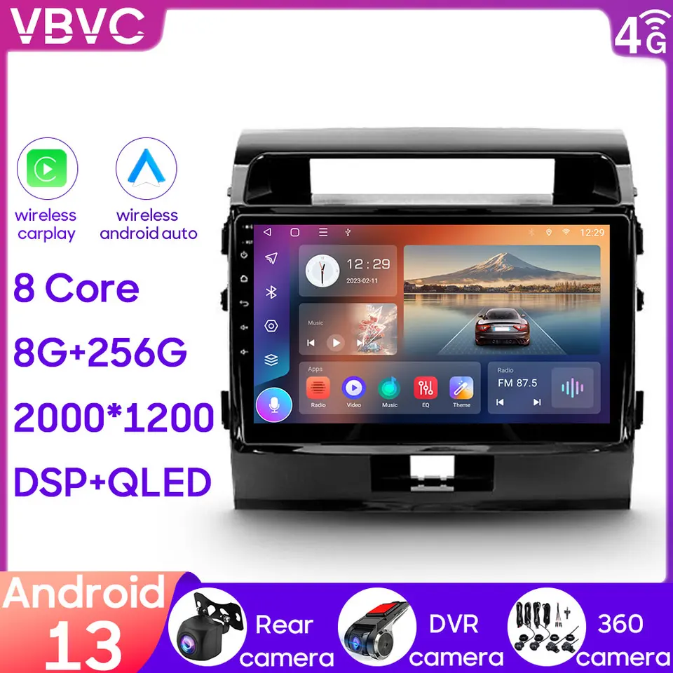 Vedúca jednotka Android CAR pre Toyota Land Cruiser 11 200 2007 - 2015 Radio Multimedia Navigation GPS BT CARPLAY Stereo Player Camera