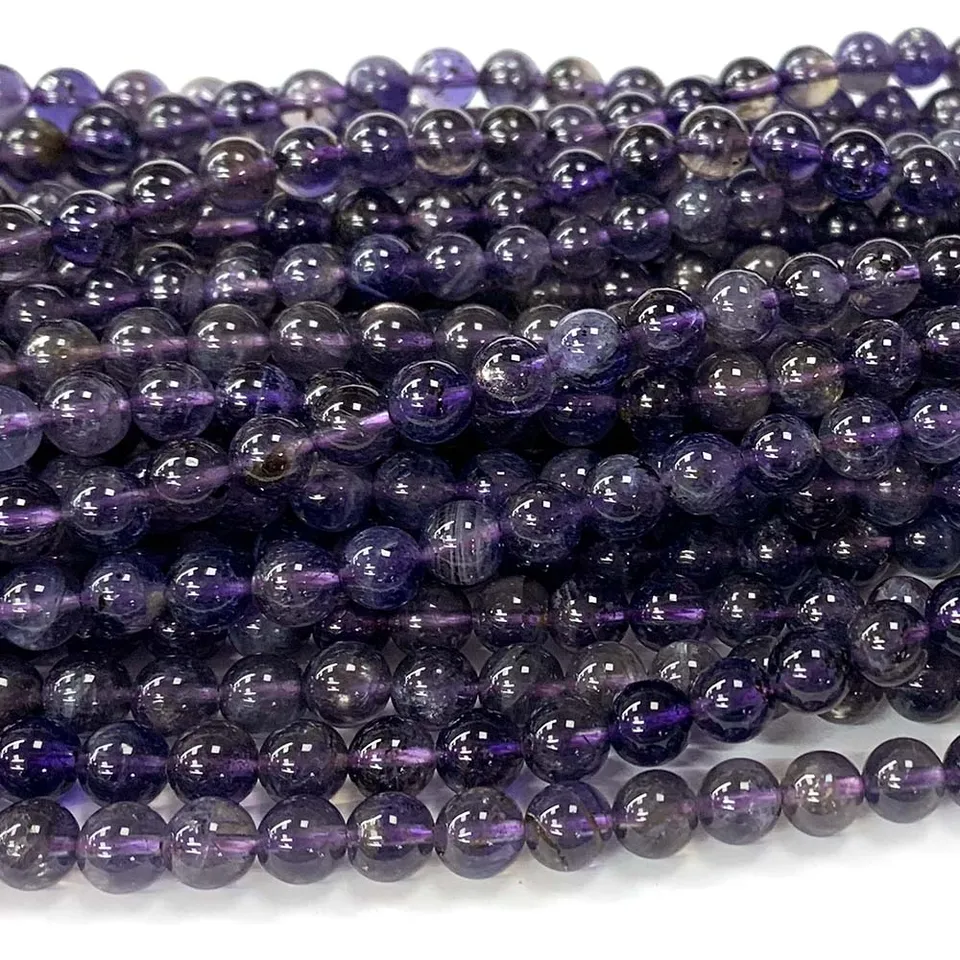 Veemake modrý fialový iolit prírodný drahokamy Crystal guľaté voľné korálky pre šperky výroby DIY náhrdelníky náramok