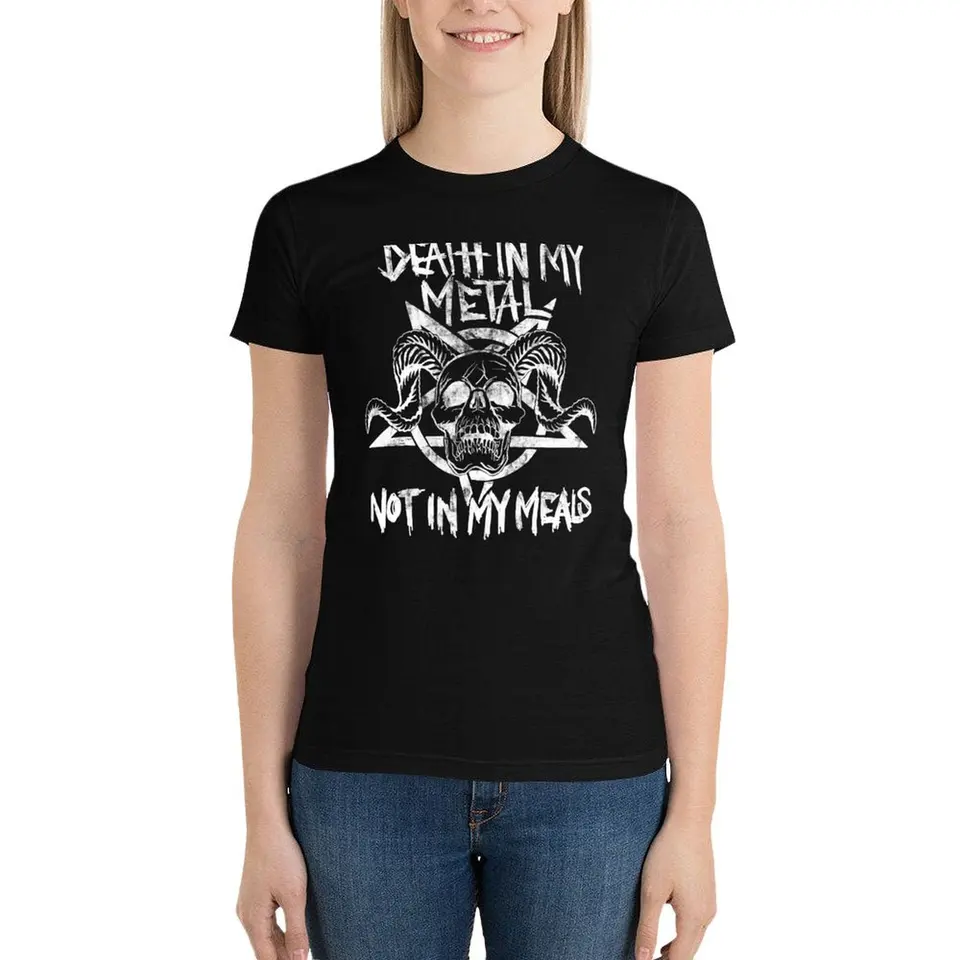 Vegan Metalhead - Smrť v mojom kovu, nie v mojich jedlách Tričko s krátkym rukávom tričká Grafické odpaliská biele tričká pre ženy