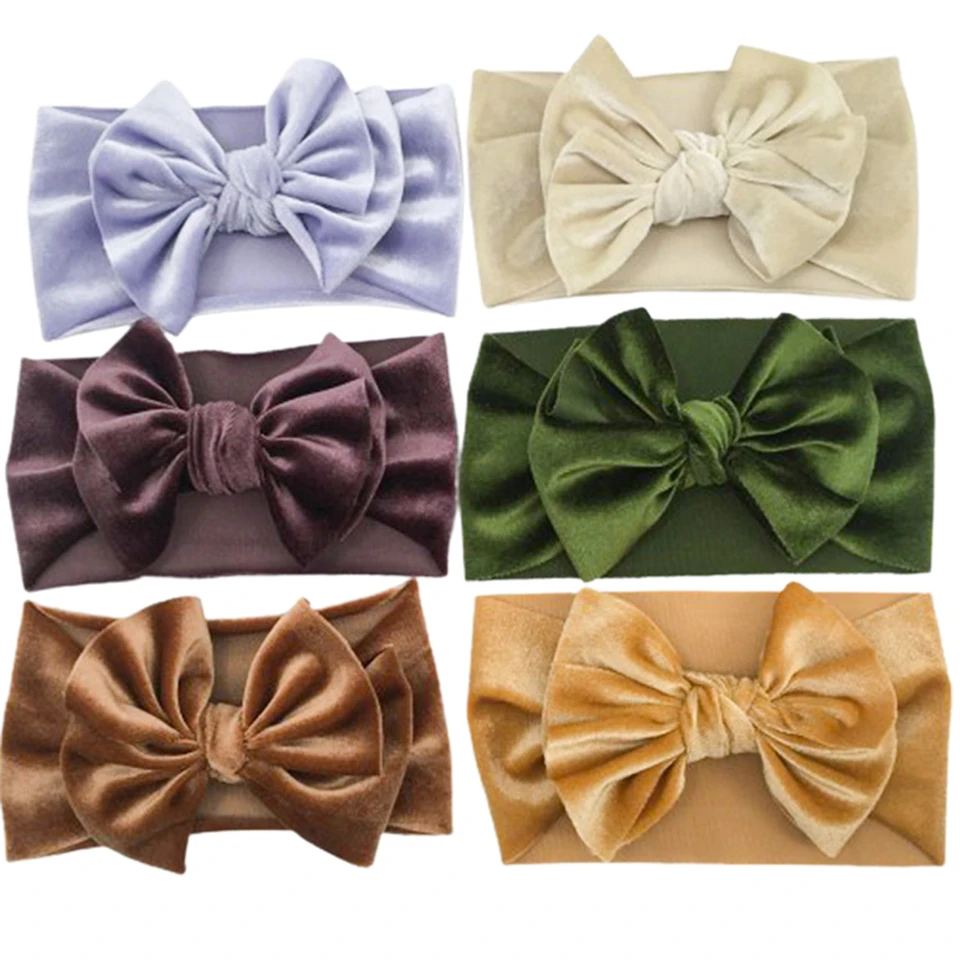 Velvet detská čelenka pre deti Bowknot Headar Cables Turban pre deti Elastické čelné detské vlasové doplnky