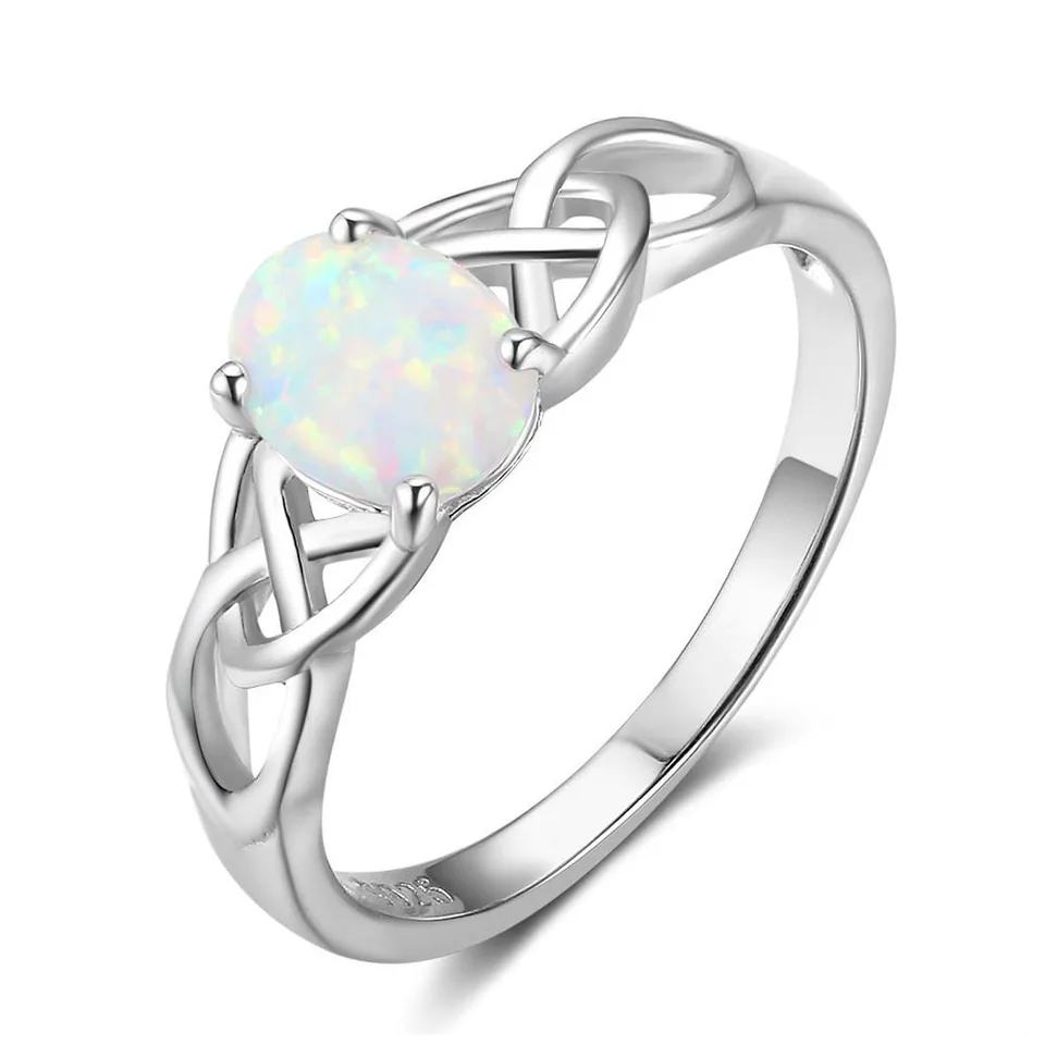Venfille 925 Sterling Silver Vintage Fashion Settle Setting Opal Stone Gem Ring pre ženy Veľkosť 6-10 Anillos Anel
