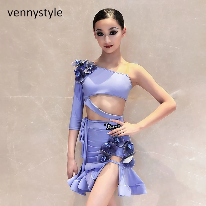 Venny Purple Ladies Bodycon sukňa latinská tanečná súťaž Profesionálny výkon kostým ženy latinské tanečné šaty