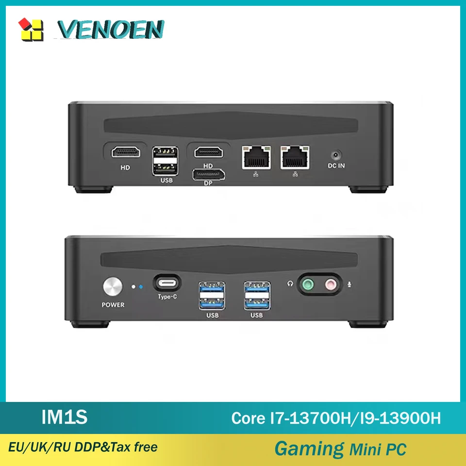Venoen IM1S Core i7-13700H I9-13900H NUC MINI PC Thunderbolt4 PCLE4.0 4K DUAL 2,5G DUAL NIEČO HDMI HDMI TYPY C DP Gaming Computer