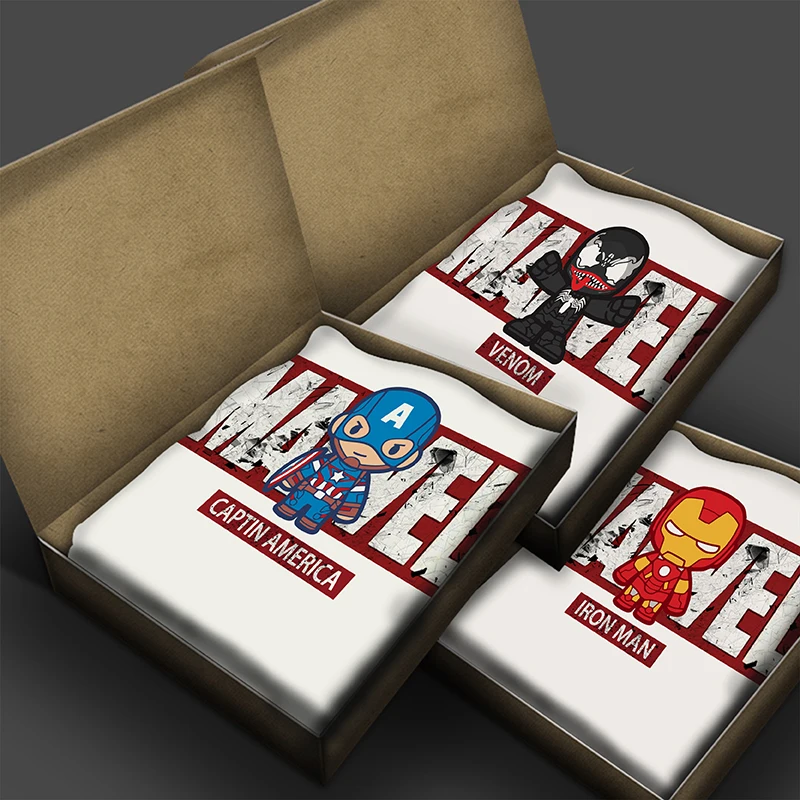 Venom Iron Man Captain America Marvel Summer Pár outfit Kids outfit malá veľkosť študentská karikatúra tričko s krátkym rukávom bavlna