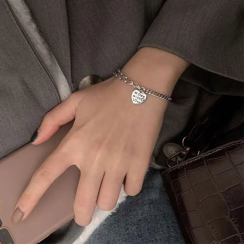 Ventfille 925 Sterling Silver Love Heart Náramok pre ženy