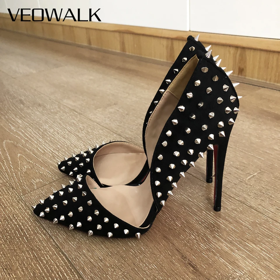 Veowalk Full Hrots Nivets Ženy Kŕmené sexy d'Orsay špicaté toe pumps pumps faux semišový dizajnér vysoká podpätka topánky 8 cm 10 cm 12 cm