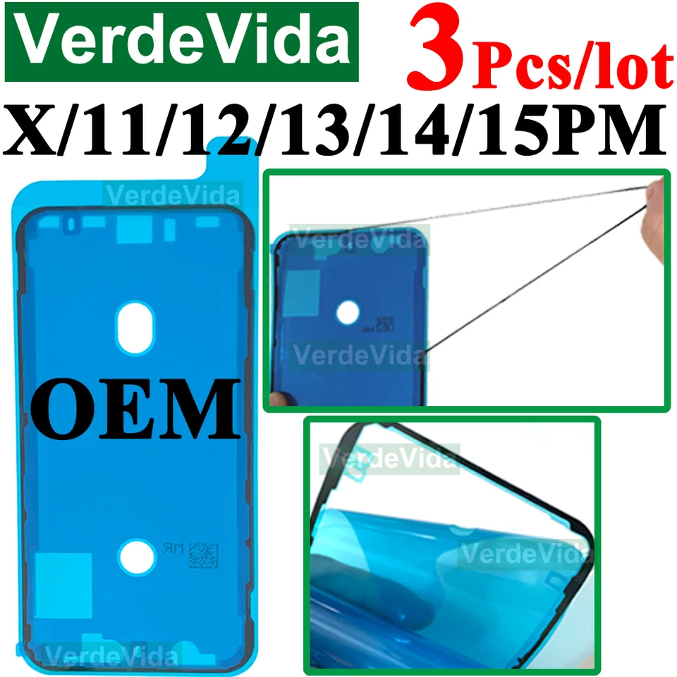 VerdeVida 3ks OEM obrazovka Displej lepidla pre iPhone 13 Pro Max 11 12 13 14 15 plus xs x LCD vodotesný lepidlo na lepidlo Tesnenie rámca tesnenia.
