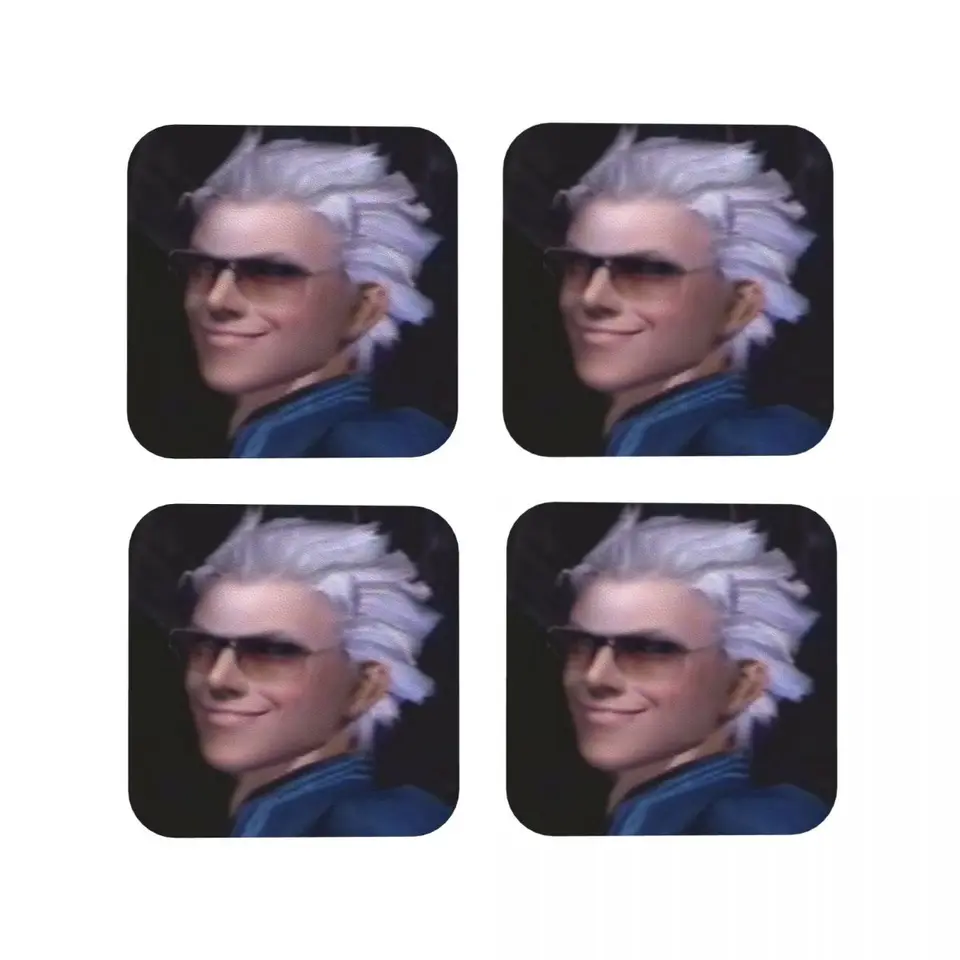 Vergil z diabla May Cry Seri Coasters Kitchen prestieranie izolácie šálky kávových rohoží pre dekoráciu domáci riadový riad set 4