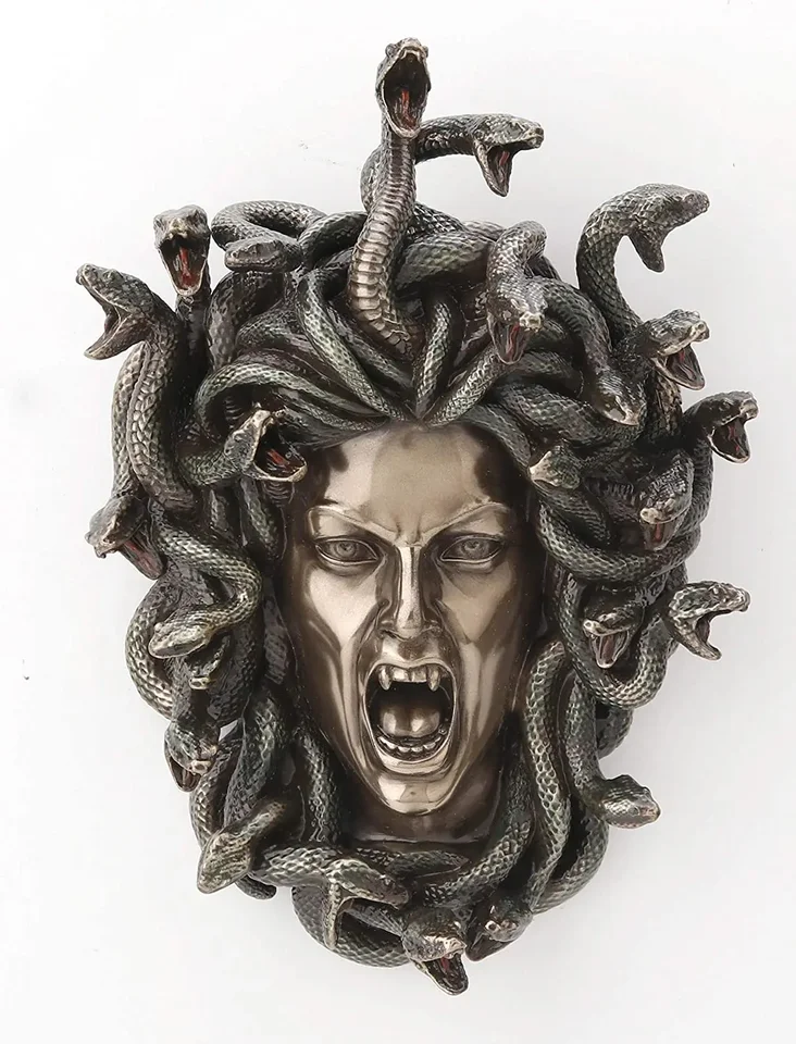 Veronese Design 7 1/4 palca grécka hlava Medusa Wall Plaque Cold Cast Resin Antique Bronz Finish Wall Sculpture Home Decor