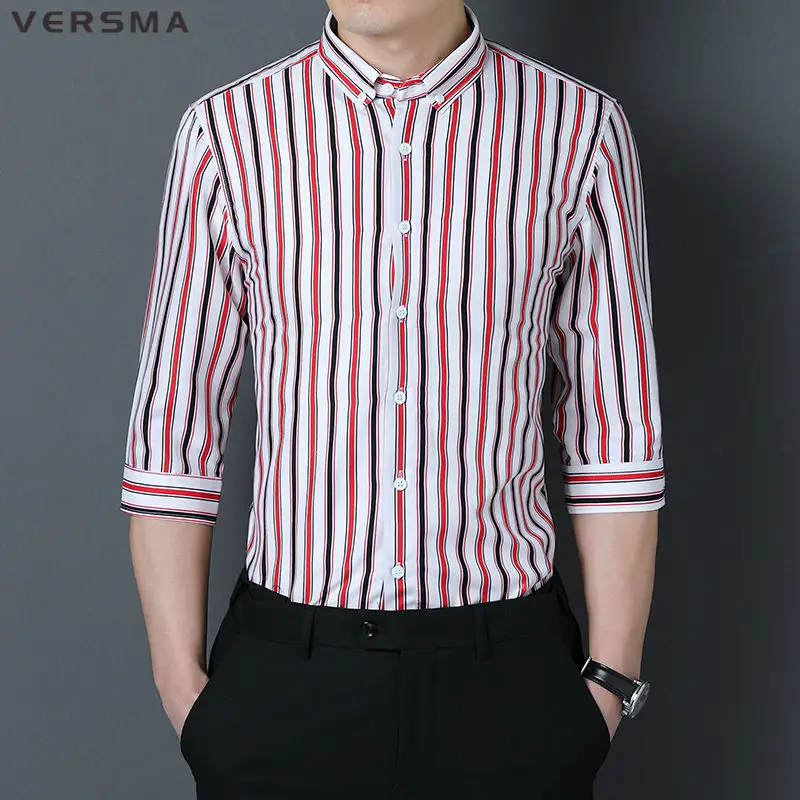 Versma Korean Harajuku Kpop Half Ruckve Stripe Tirl Men Summer Slim Fit Hip Hop Nightclub Pár