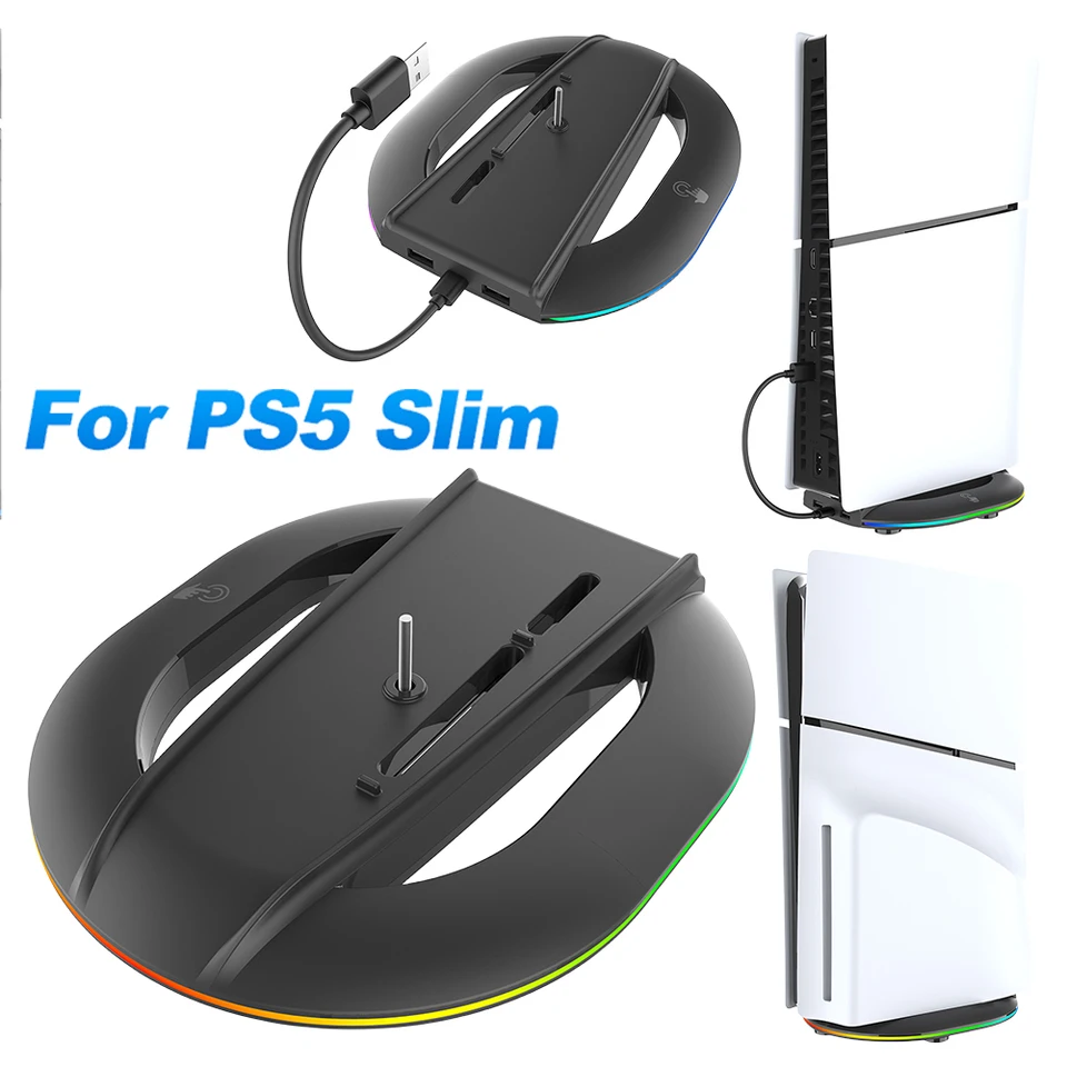 Vertikálny stojan RGB pre základňovú konzolu PS5 Slim Console LED pre PlayStation 5 Slim Disc & Digital Edition (s alebo bez svetla)