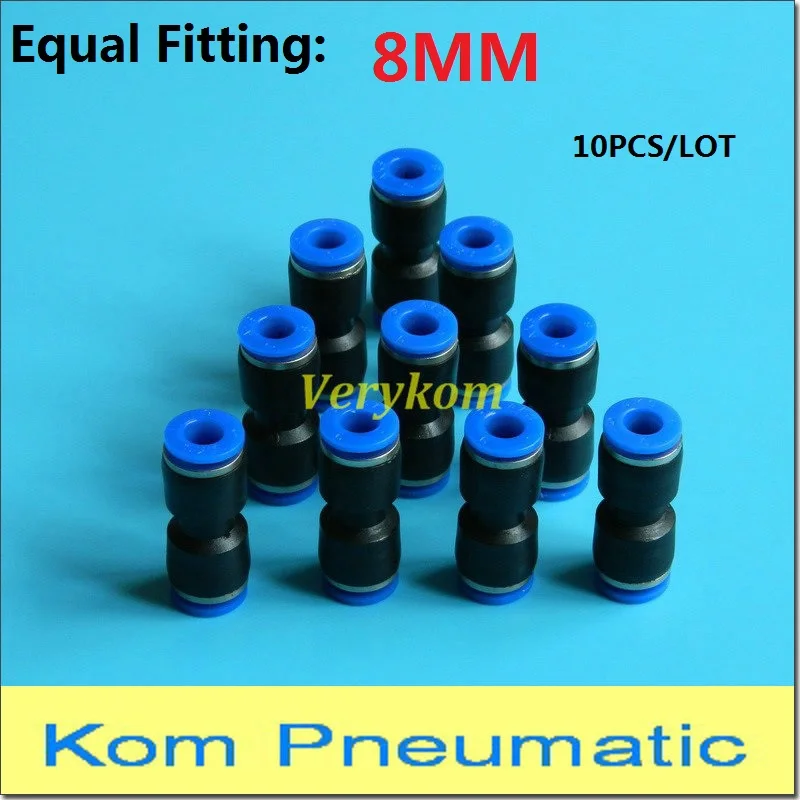 VeryKompneumatic Plastic Union Straight 8 mm rúrkovú hadicovú trubicu One Touch Push do rovnakého vzduchového tvarovania rýchleho konektora PU-8 PU-08