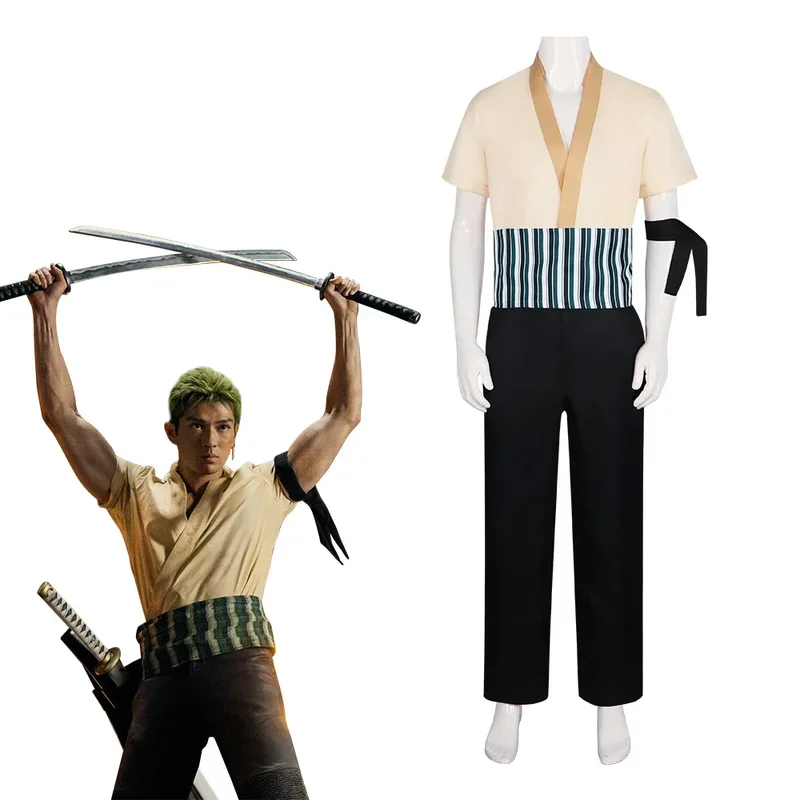 Verzia skutočnej osoby Roronoa Zoro Cosplay kostým Halloween Carnival Set pre dospelých mužských cosplay set mužský chlapec darčeky