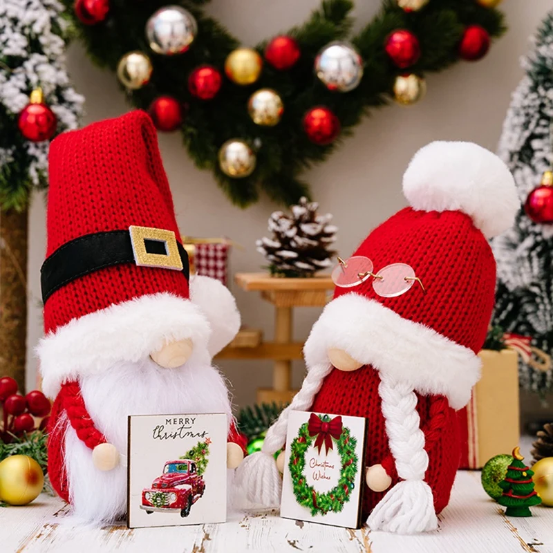 Veselé Vianoce bez tváre Gnomes plyšová Santa Doll Drží kartu vianočný strom visiace ozdoby Noel vianočné dekorácie 2025