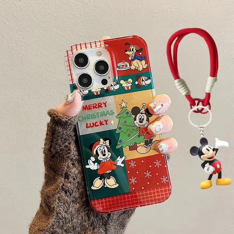 Veselé Vianoce Mickey Minnie Mouse Bow Strap Pase pre iPhone 14 12 13 11 15 16 Pro Max xr xs Max 7 8 plus mini y2k kryt