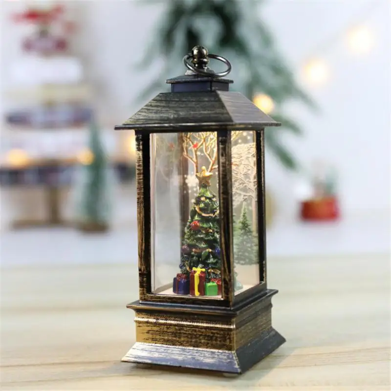 Veselé vianočné dekorácie Vianoce Lanten Led Globe Hanging Vintage Santa Lamp Snowman Tea Led Lantern Light Castle