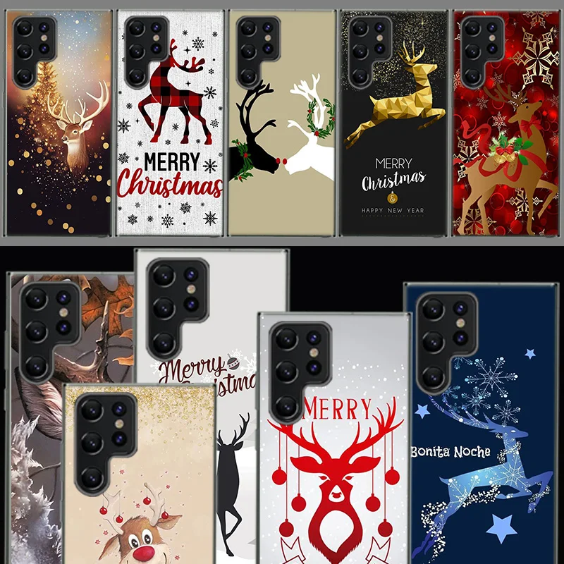 Veselé vianočné jeleň Sneh Snow Cover pre Samsung Galaxy S21 S20 S23 Fe S22 S24 Ultra Phone Case S10E S8 S9 Plus S7 S6 Edge