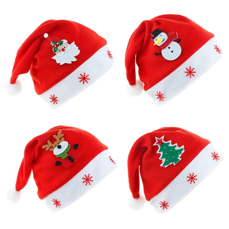 Veselé vianočné klobúky Nový rok Navidad Cap Snowman Elk Santa Claus Klobúky pre deti deti Dospelý vianočný darček
