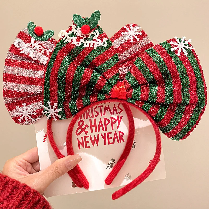 Veselé vianočné luky Santa Reindeer Headband Vianočné kaderné kaderné kapela spona hlavy Festival Party Cosplay Photo Prop 2025