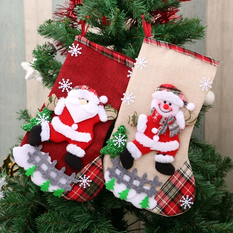 Veselé vianočné pančuchy Mini zavesené pančuchy roztomilé Santa Claus Snowman Elk Gift ponožky pre domáce vianočné stromové darčeky