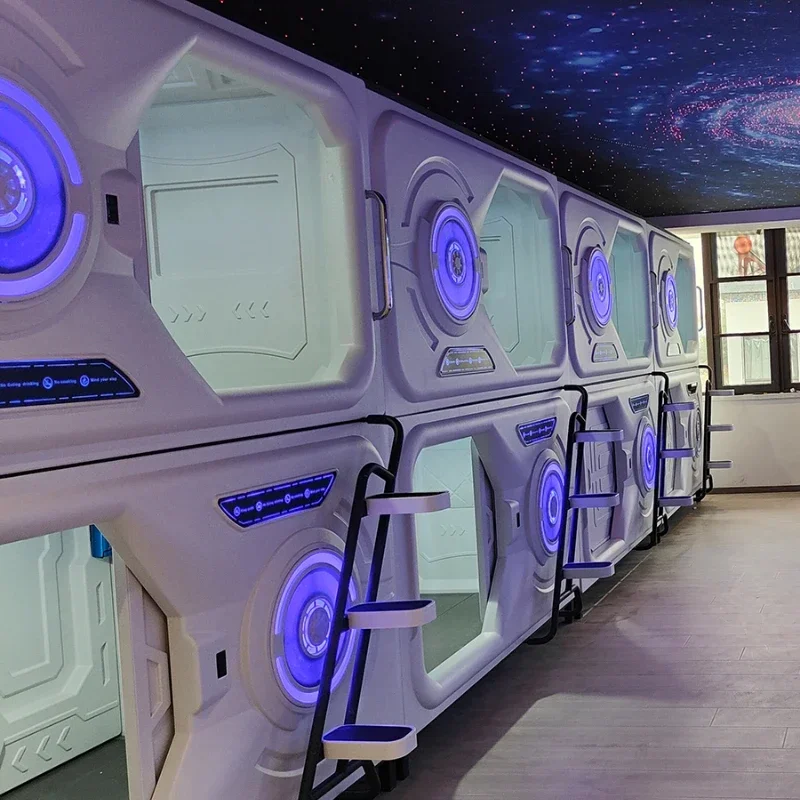Vesmírna kapsula spací lôžko kapsula Japonský štýl B&B E-Sports Hotel Dospelý horný a dolný poschodový qinglv Jedno plastové posteľ