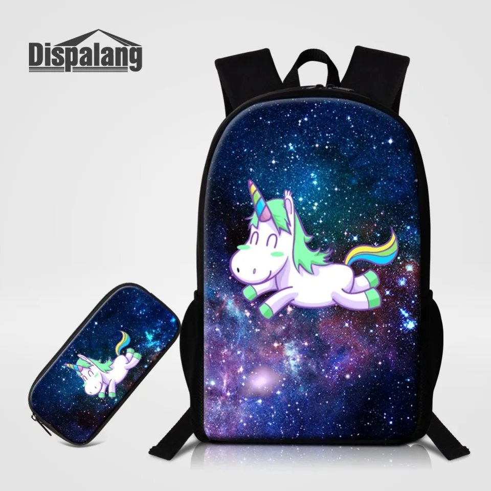 Vesmírna vesmírna taška s taškou s ceruzkou Case Unicorn Print Batoh pre dievčatá Najlepšie darčekové knižné tajomstvo Nové cestovné školy pre študentov