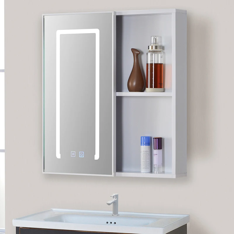 Vesmírny hliníkový inteligentný kúpeľňový skrinky na stenu namontované moderné skladovacie zrkadlá Nordický luxusný domáci nábytok Arredo Bagno Fybb