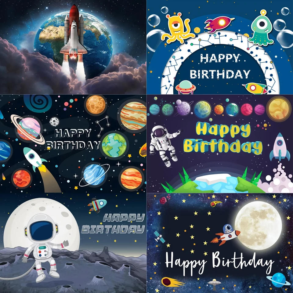 Vesmírny vesmír astronaut v pozadí detí narodeninová oslava detská dekorácia raketa galaxie planéta Planet Photography Užívateľ Definované darčeky rekvizity