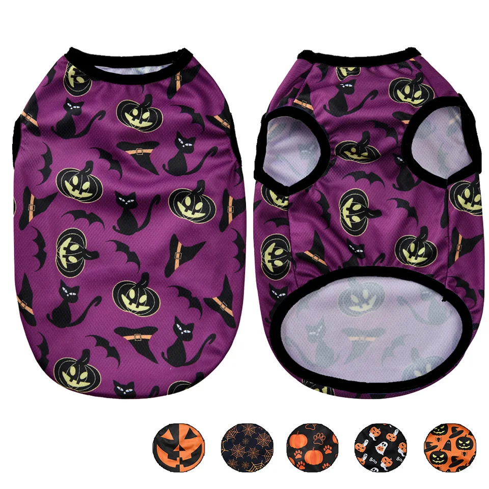 Vesta pre mačacie oblečenie pre malé stredné mačky psy Zábavné párty oblečené mačiatko Halloween tlačené oblečenie Yorkshire francúzsky mops