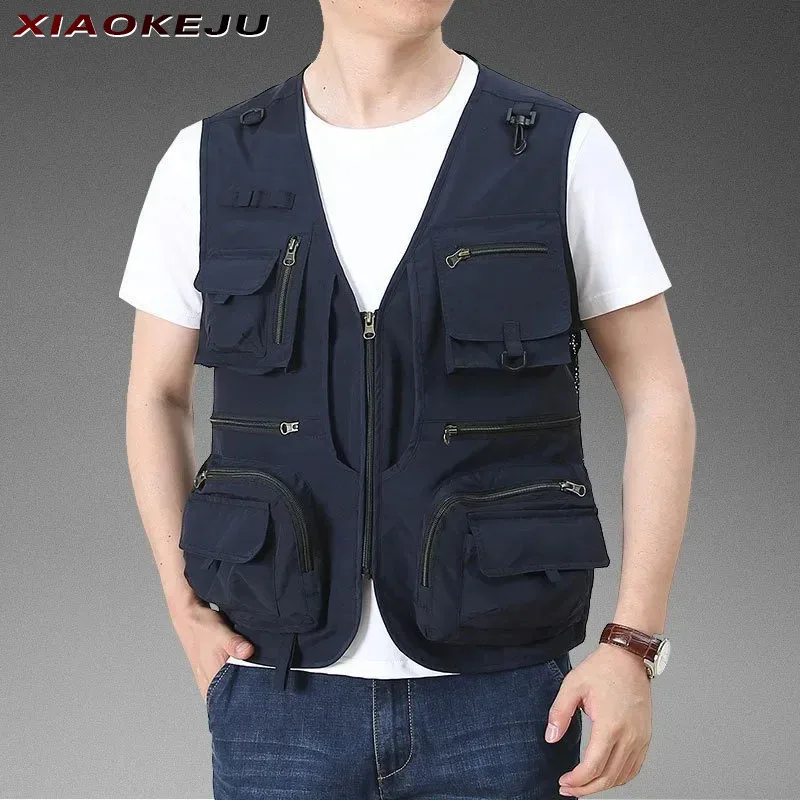 Vesta vodotesná bunda bez rukávov veľkú veľkosť kempingu Pánske pracovné oblečenie Mužské odevy Windbreaker Loving Fishing Tactical